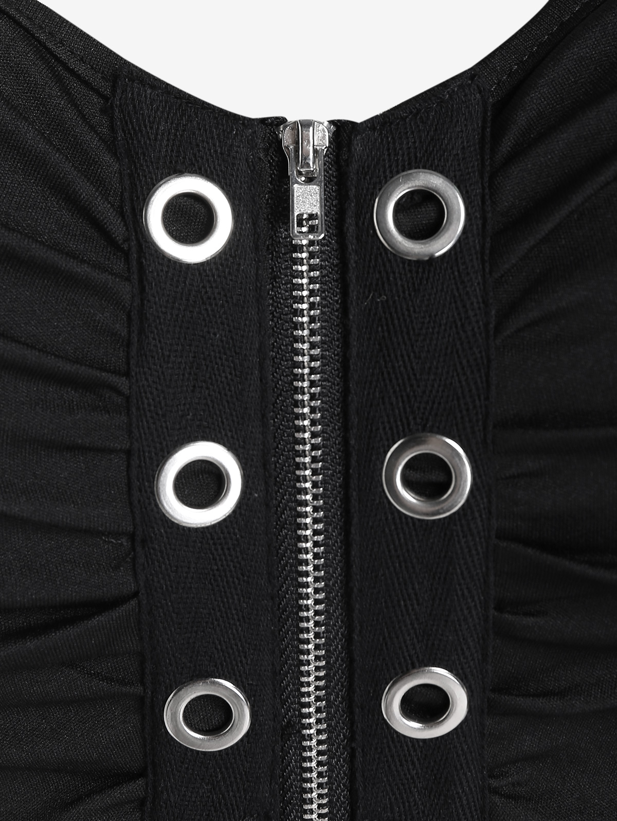ROSEGAL Gothic Full Zipper Grommets Camis Tops Buckle Strap Plaid Vest For Women Summer Sweetheart Neck Empire Waist Tanks 4XL